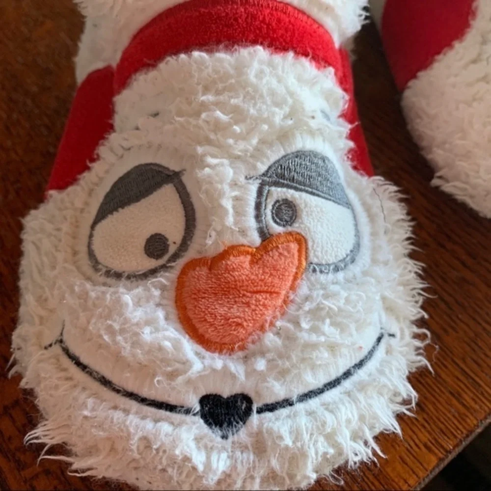Snowman Plush Hard Sole Slippers